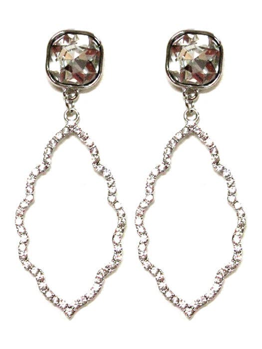 Iridescent Post Rhinestone Abstract Dangle Earrings