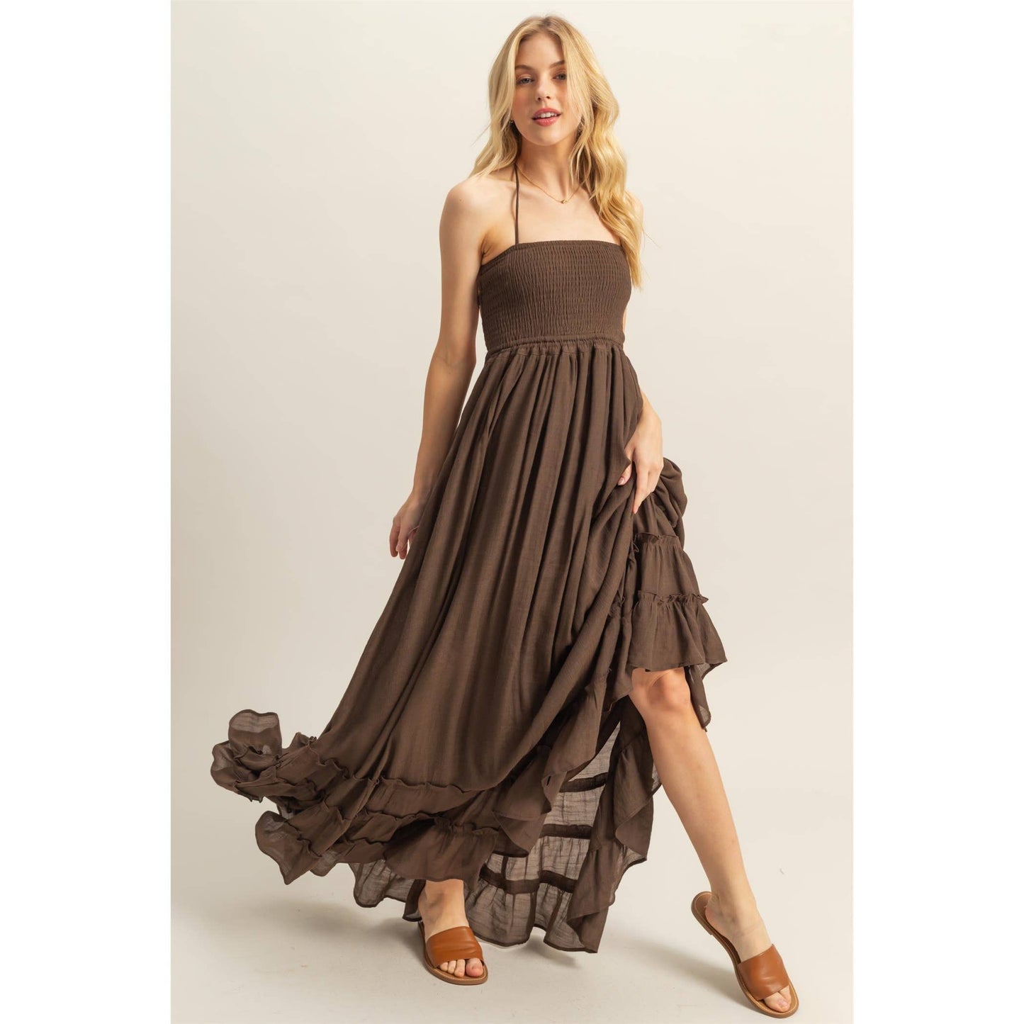 Halter Lace Maxi Dress