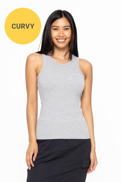 CURVY Essential Micro-Ribbed Athleisure Tank Top
