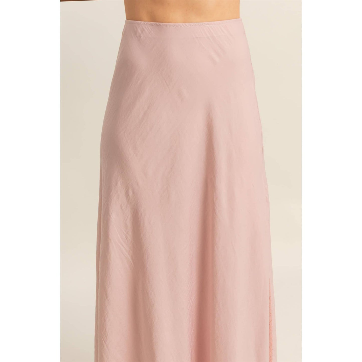 Lace Detail Satin Maxi Skirt