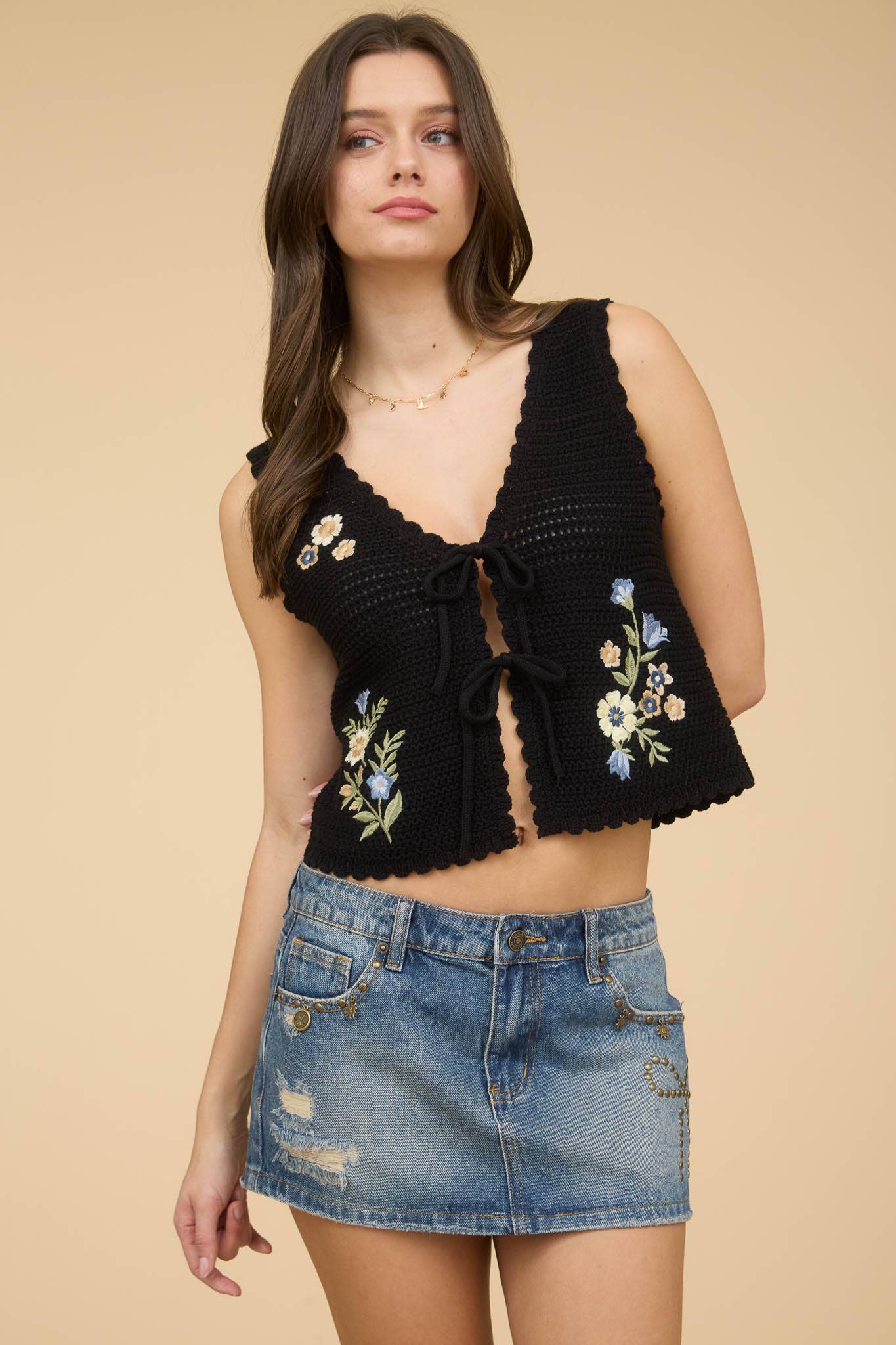 Floral Embroidered Vest