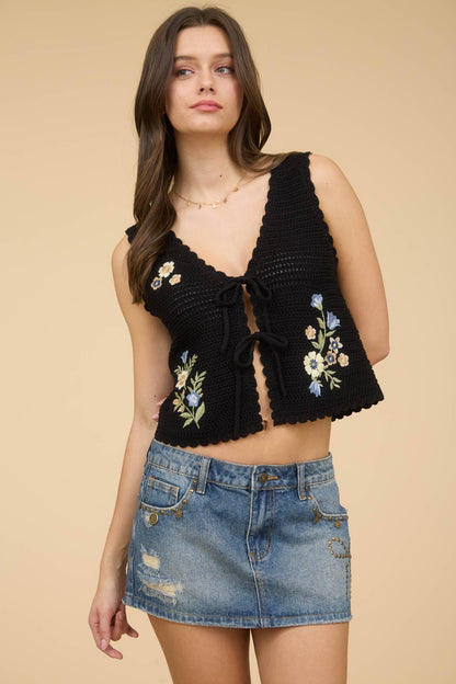 Floral Embroidered Vest