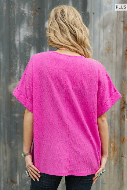 Curvy Textured Dolman Sleeve Top
