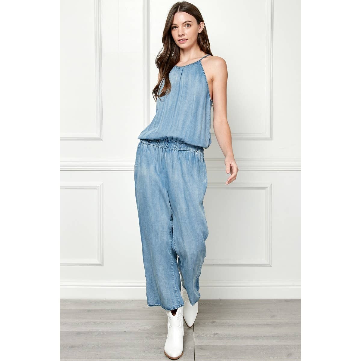 Sleeveless Cropped Tencel Jumpsuit