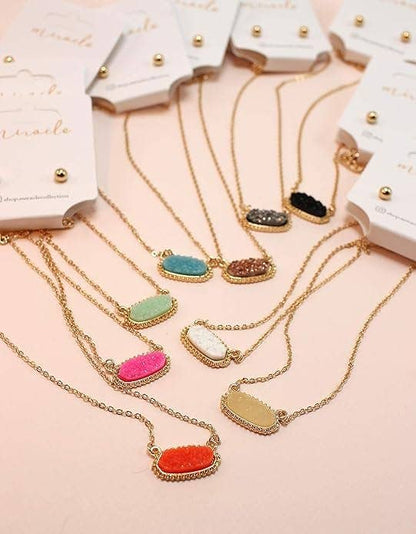 Eloise Druzy Oval Pendant Necklace