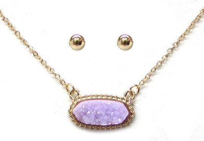 Eloise Druzy Oval Pendant Necklace