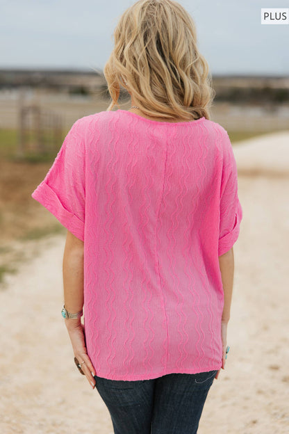 Curvy Textured Dolman Sleeve Top