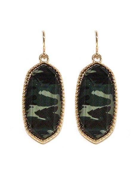 Penelope Small Oval Hexagon Drop Earrings