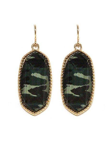 Penelope Small Oval Hexagon Drop Earrings