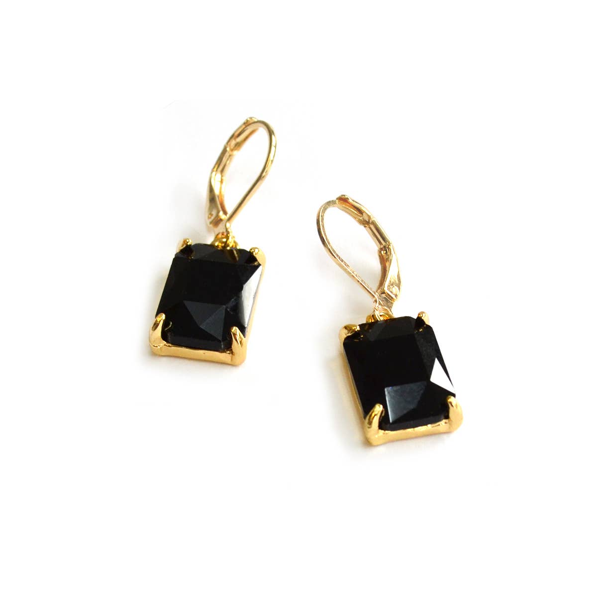 Square Glass Beads Dangle Lever Back Drop Earrings