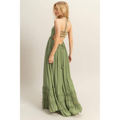 Halter Lace Maxi Dress