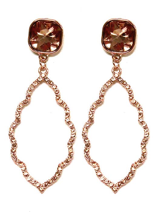 Iridescent Post Rhinestone Abstract Dangle Earrings