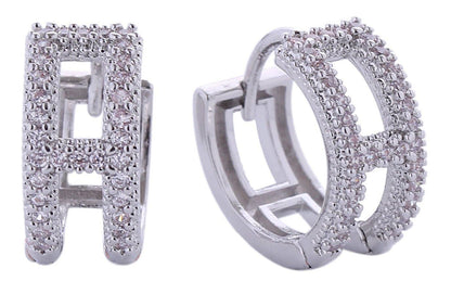 H Pave CZ Huggie Earrings