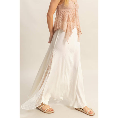 Lace Detail Satin Maxi Skirt