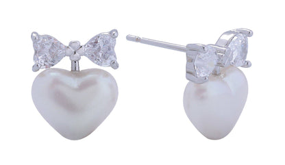Ribbon Tied Heart Post Earrings