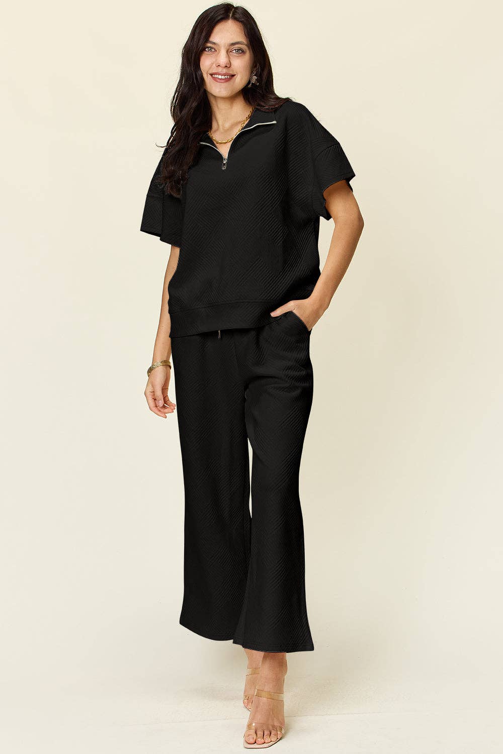 Texture Half Zip Set