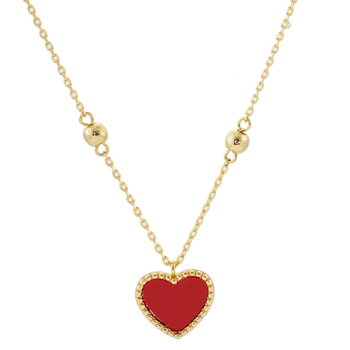Gold-Dipped Colored Heart Charm Necklace