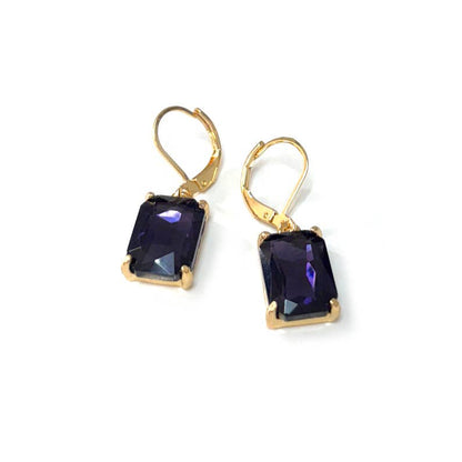 Square Glass Beads Dangle Lever Back Drop Earrings