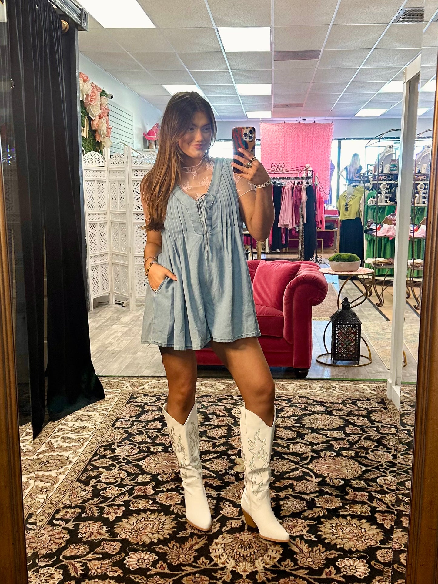 Pleated Babydoll Romper