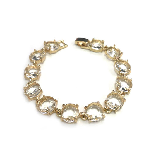 Round Cushion Cut Crystal Glass Linked Bracelet