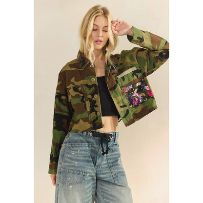 Curvy Camo Contrast Jacket