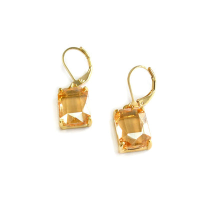 Square Glass Beads Dangle Lever Back Drop Earrings