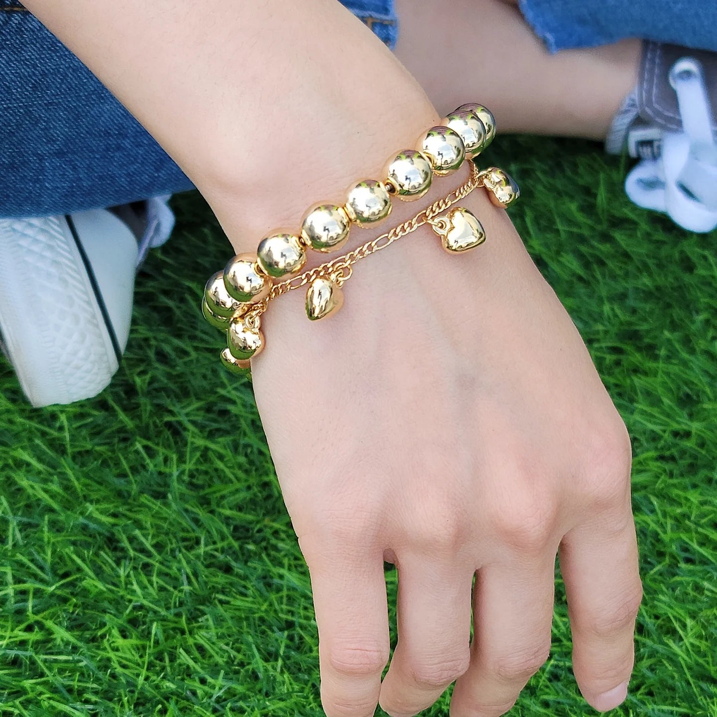 Gold Heart Charm Bracelet