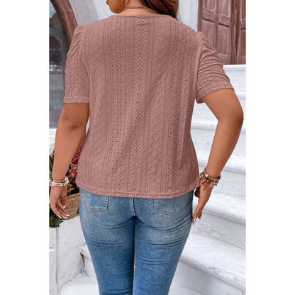 Curvy Puff Sleeve Eyelet Blouse