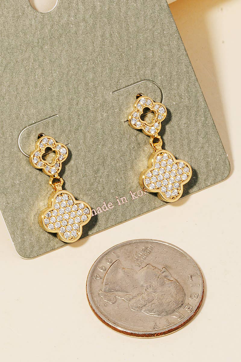 Mini Pave Clover Drop Earrings