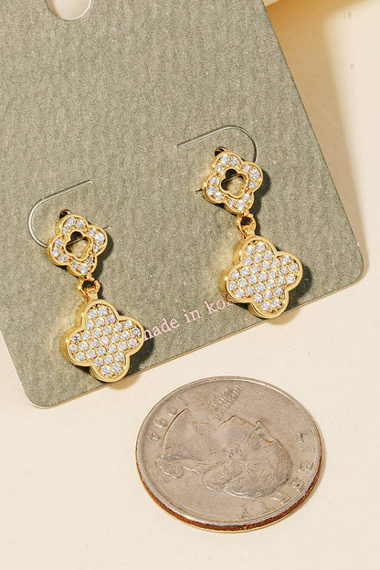 Mini Pave Clover Drop Earrings