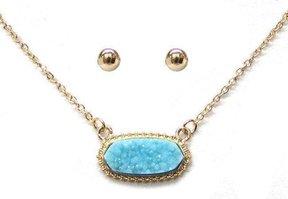 Eloise Druzy Oval Pendant Necklace