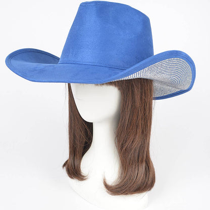 Faux Wool Hot Fix Rhinestone Cowboy Hat