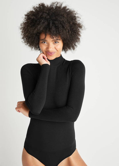 Madelyn Mock Neck Shaping Full Back Bodysuit: Salsa