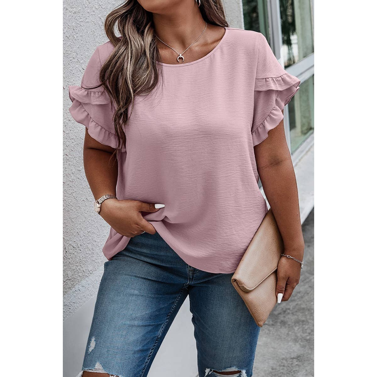 Curvy Ruffle Puff Blouse