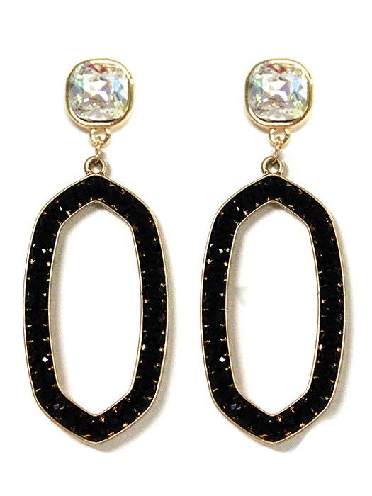 Iridescent Post Gemstone Oval Dangle Earrings