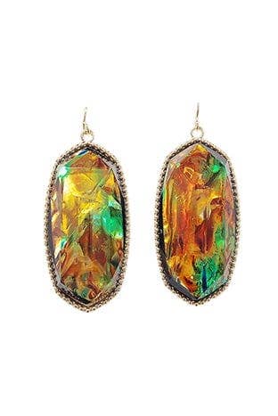 Penelope Small Oval Hexagon Drop Earrings