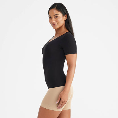 Holly Short Sleeve Shapewear Tee - Cotton Seamless