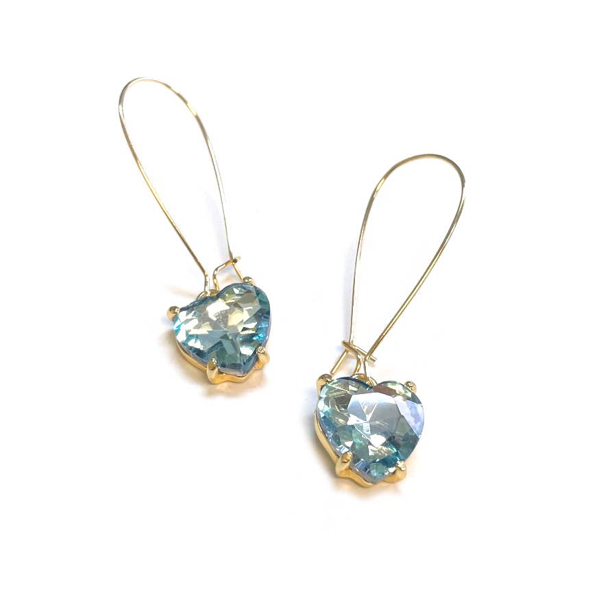 Heart Glass Charm with Kidney Wire Dangle Earrings