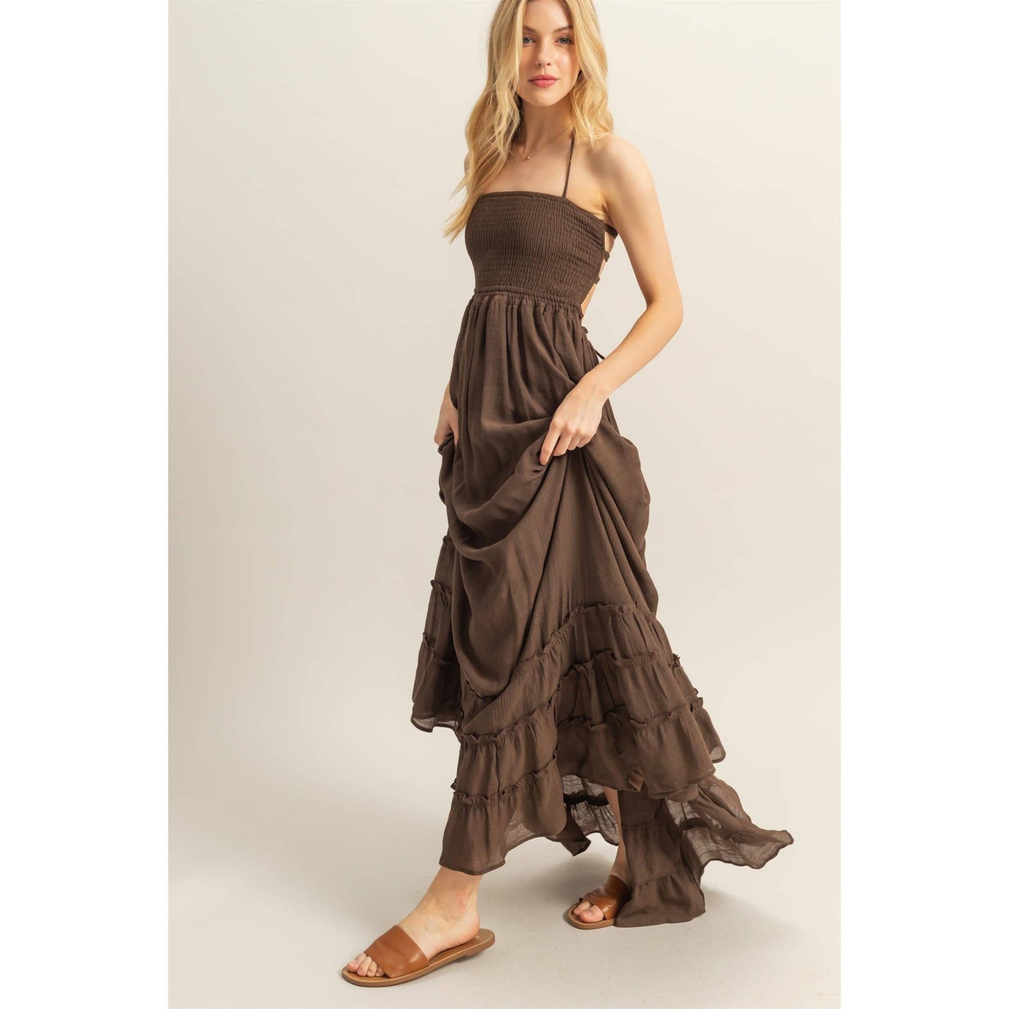 Halter Lace Maxi Dress