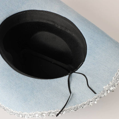 Denim Cowboy Hat with Sequins in the Edge