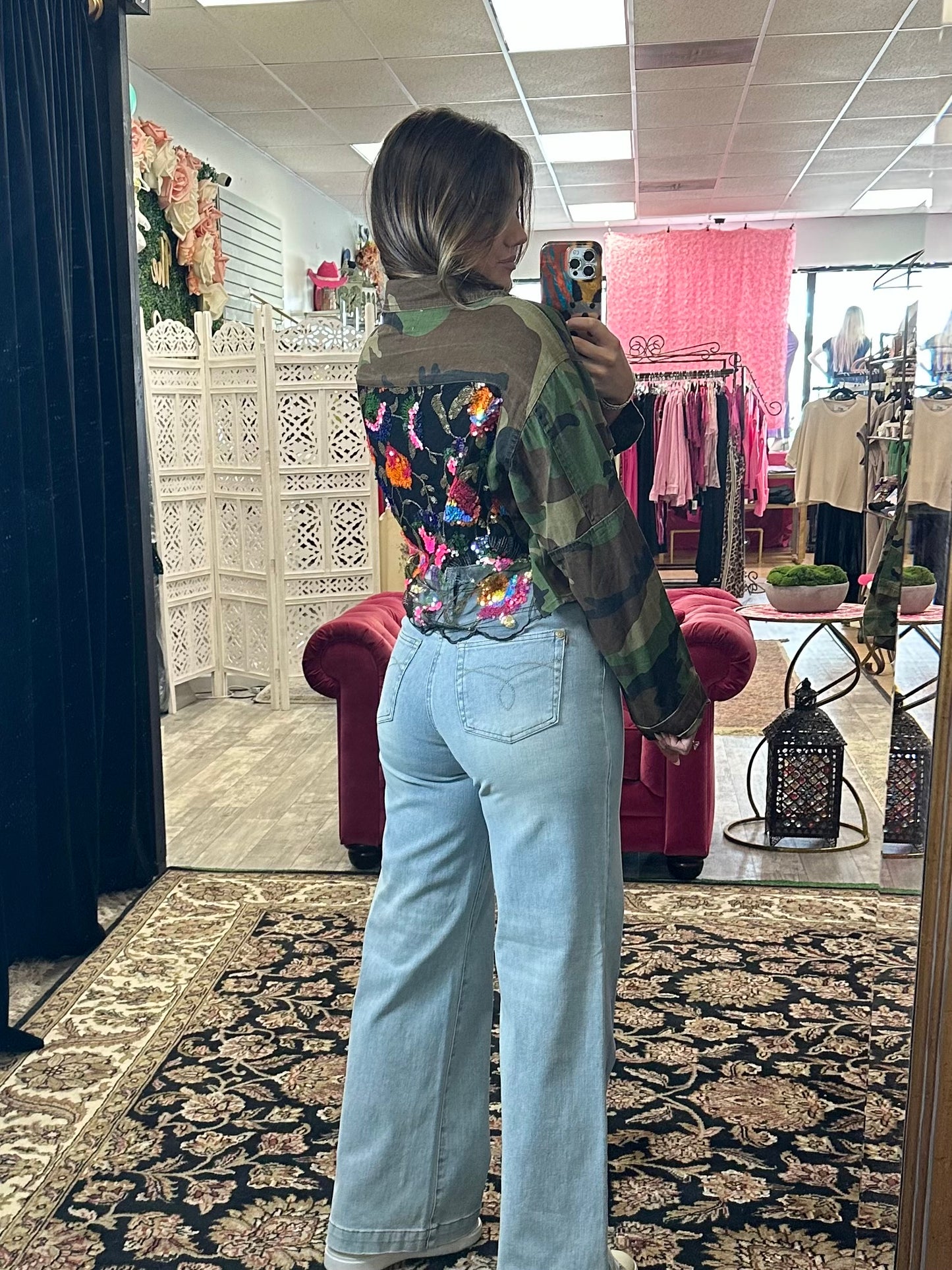 Curvy Camo Contrast Jacket
