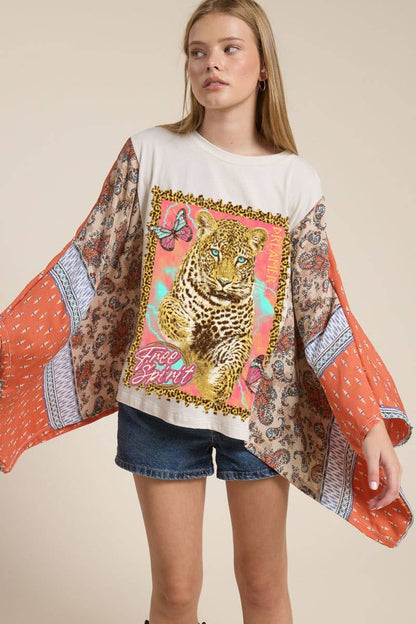 Wild Spirit Leopard Patchwork Top