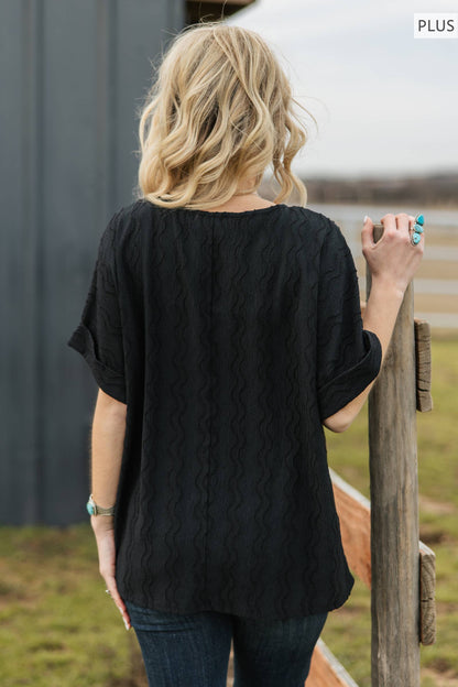 Curvy Textured Dolman Sleeve Top