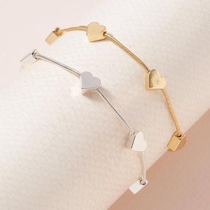 Heart Brass Charm Personalized Pull Tie Bracelet