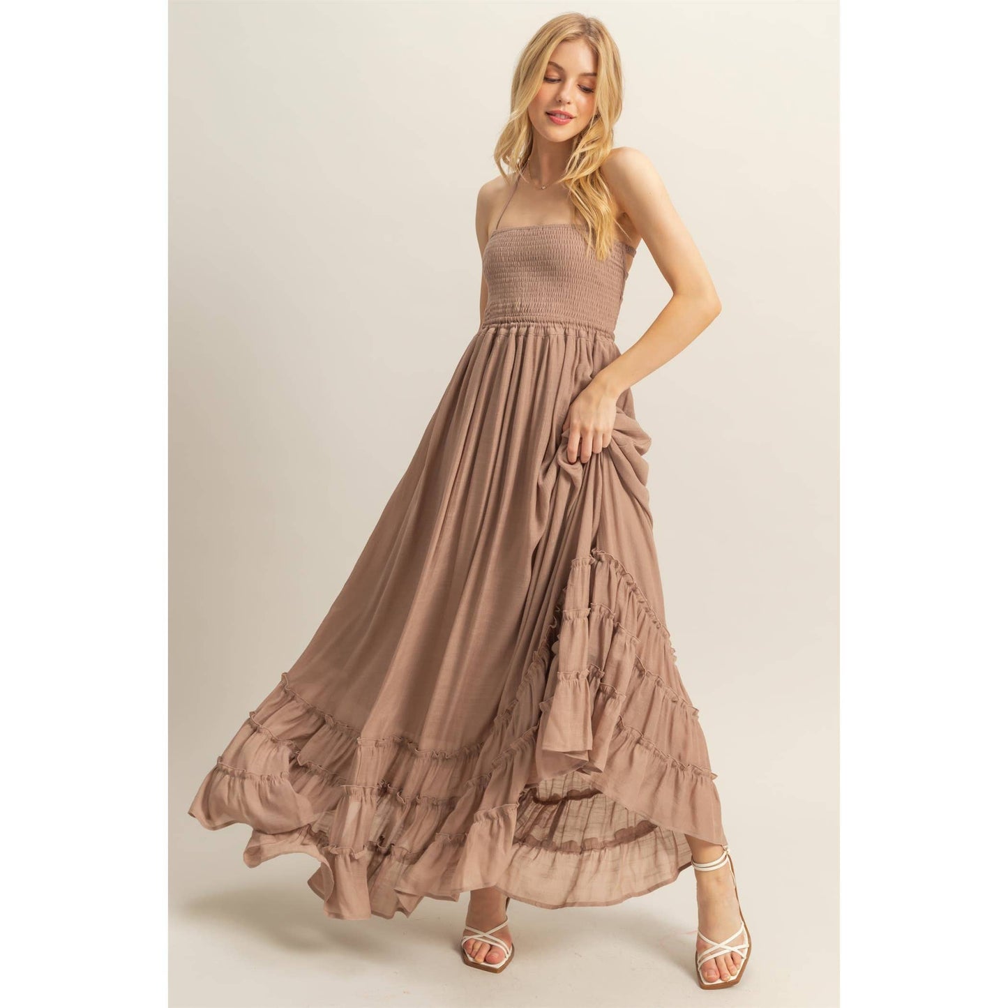 Halter Lace Maxi Dress