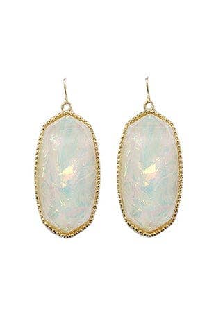 Stylish Penelope Small Oval Hexagon Drop Earrings, perfect for adding charm to any outfit and making a subtle statement.