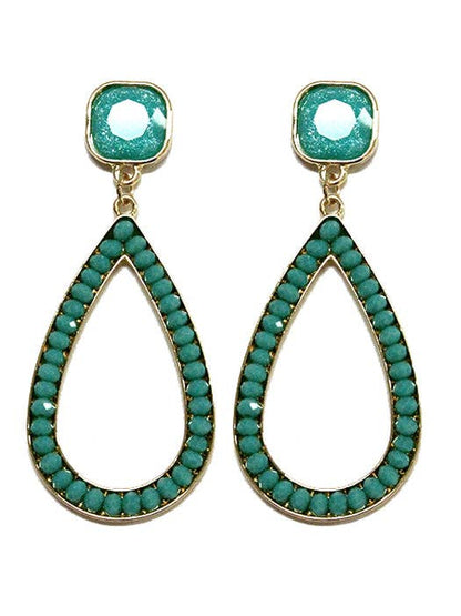 Gemstone Post Teardrop Dangle Earrings