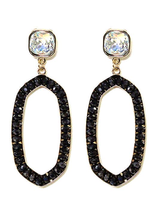 Iridescent Post Gemstone Oval Dangle Earrings