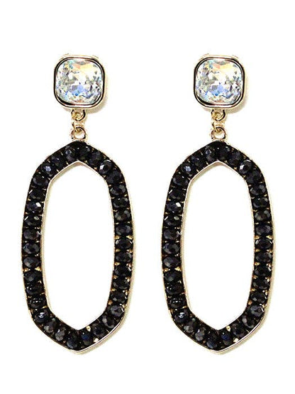 Iridescent Post Gemstone Oval Dangle Earrings