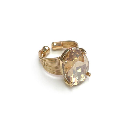 Oval Crystal Glass Single Stone Cocktail ADJ Wire Rings